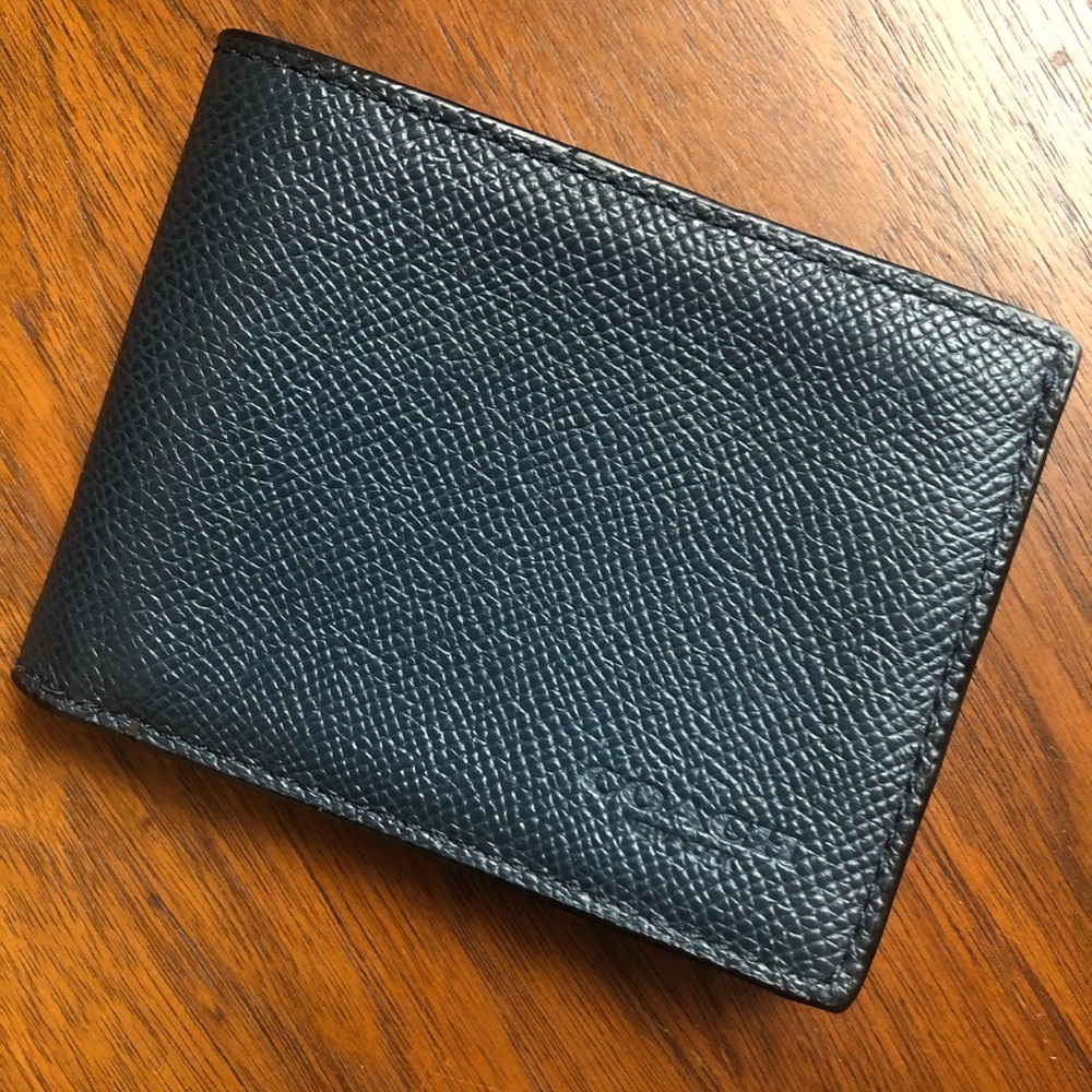 Men’s Bifold Coach Wallet in Dark Teal NEVER USED